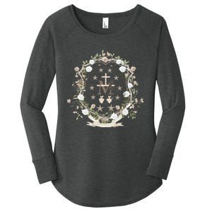 Marian Medal Virgin Mary Marian Cross Women's Perfect Tri Tunic Long Sleeve Shirt