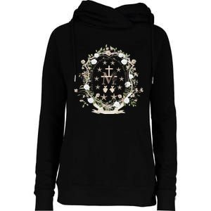 Marian Medal Virgin Mary Marian Cross Womens Funnel Neck Pullover Hood