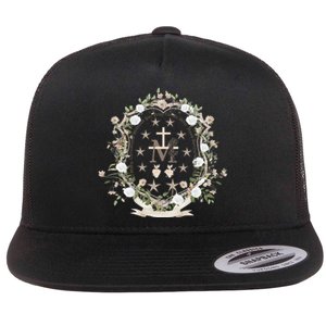 Marian Medal Virgin Mary Marian Cross Flat Bill Trucker Hat