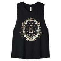 Marian Medal Virgin Mary Marian Cross Women's Racerback Cropped Tank