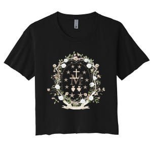 Marian Medal Virgin Mary Marian Cross Women's Crop Top Tee