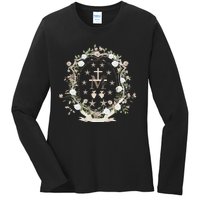 Marian Medal Virgin Mary Marian Cross Ladies Long Sleeve Shirt