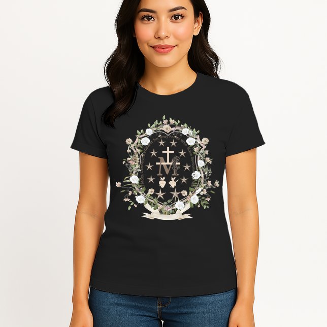 Marian Medal Virgin Mary Marian Cross Womens T-Shirt