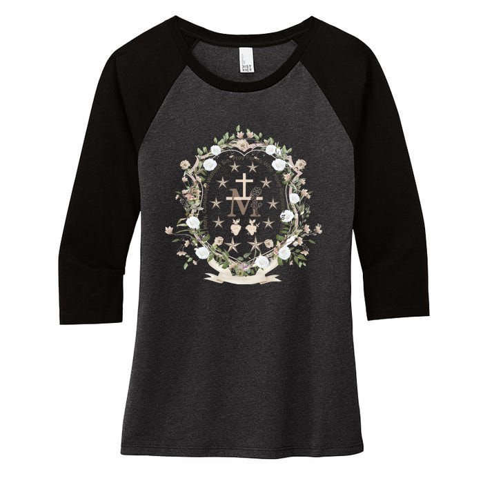 Marian Medal Virgin Mary Marian Cross Women's Tri-Blend 3/4-Sleeve Raglan Shirt