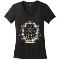 Marian Medal Virgin Mary Marian Cross Women's V-Neck T-Shirt