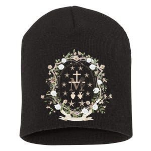 Marian Medal Virgin Mary Marian Cross Short Acrylic Beanie