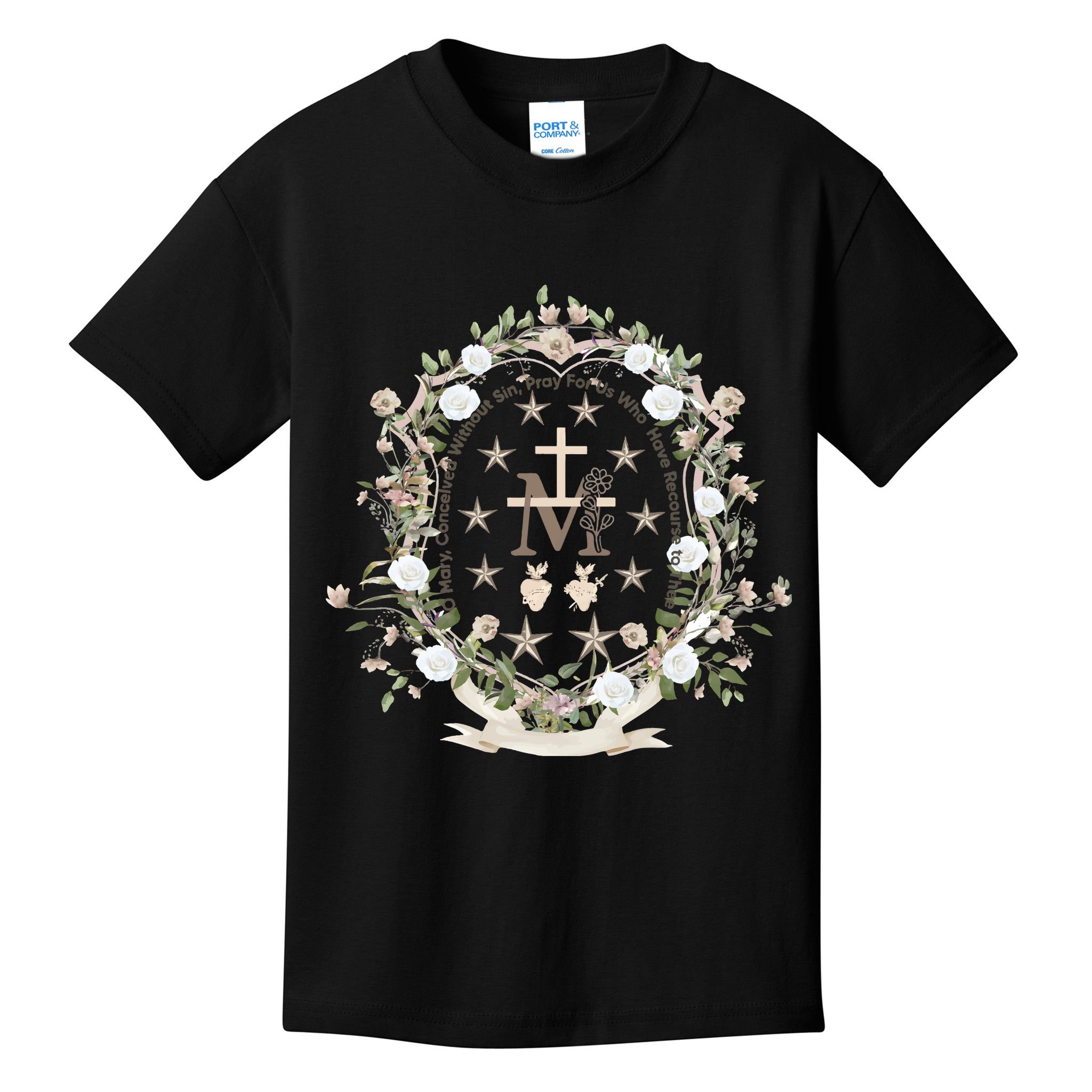 Marian Medal Virgin Mary Marian Cross Kids T-Shirt