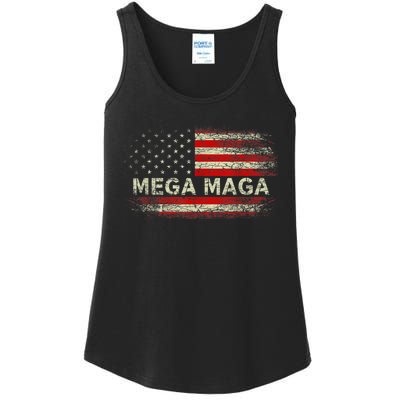 Mega Maga Vintage American US Flag Trump Supporter Ladies Essential Tank