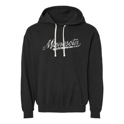 Minnesota Mn Vintage Sports Script Retro Garment-Dyed Fleece Hoodie