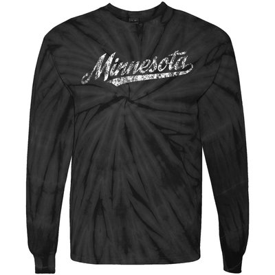 Minnesota Mn Vintage Sports Script Retro Tie-Dye Long Sleeve Shirt