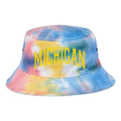 Michigan MI VintageStyle Maize Font Tie Dye Newport Bucket Hat