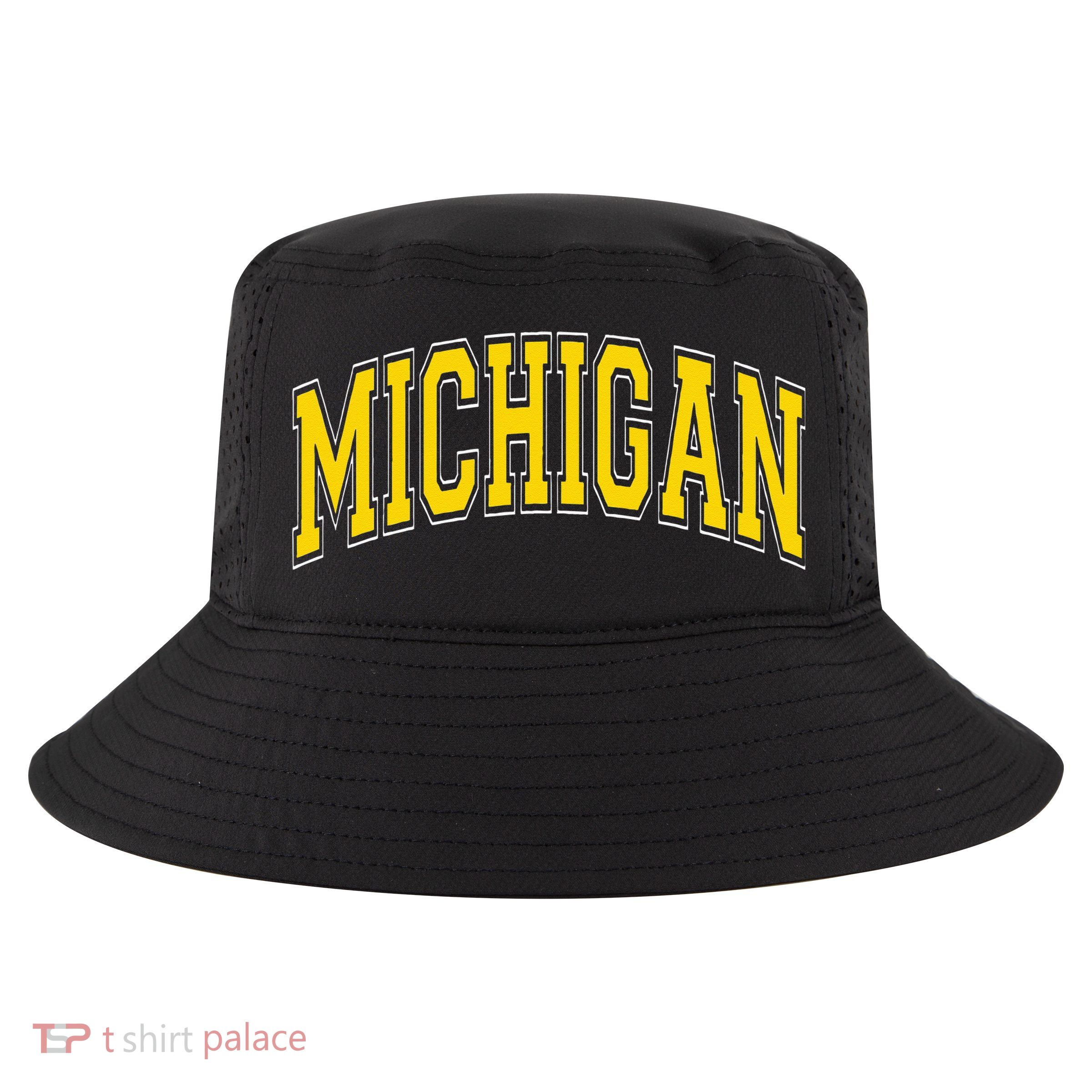 Michigan MI VintageStyle Maize Font Cool Comfort Performance Bucket Hat