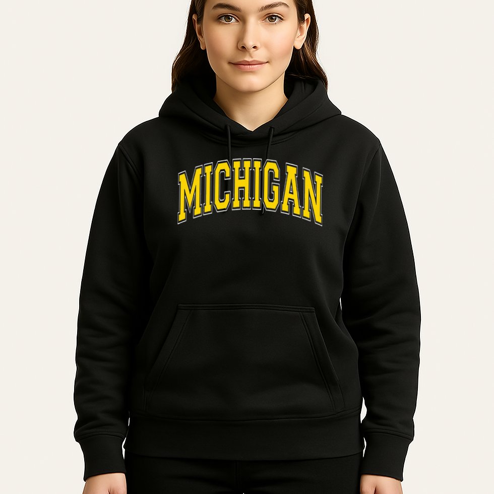 Michigan MI VintageStyle Maize Font Hoodie