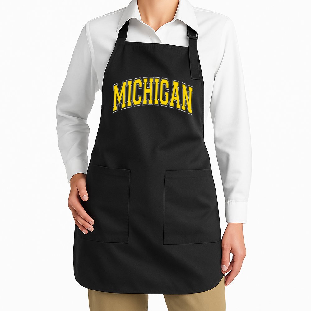 Michigan MI VintageStyle Maize Font Apron
