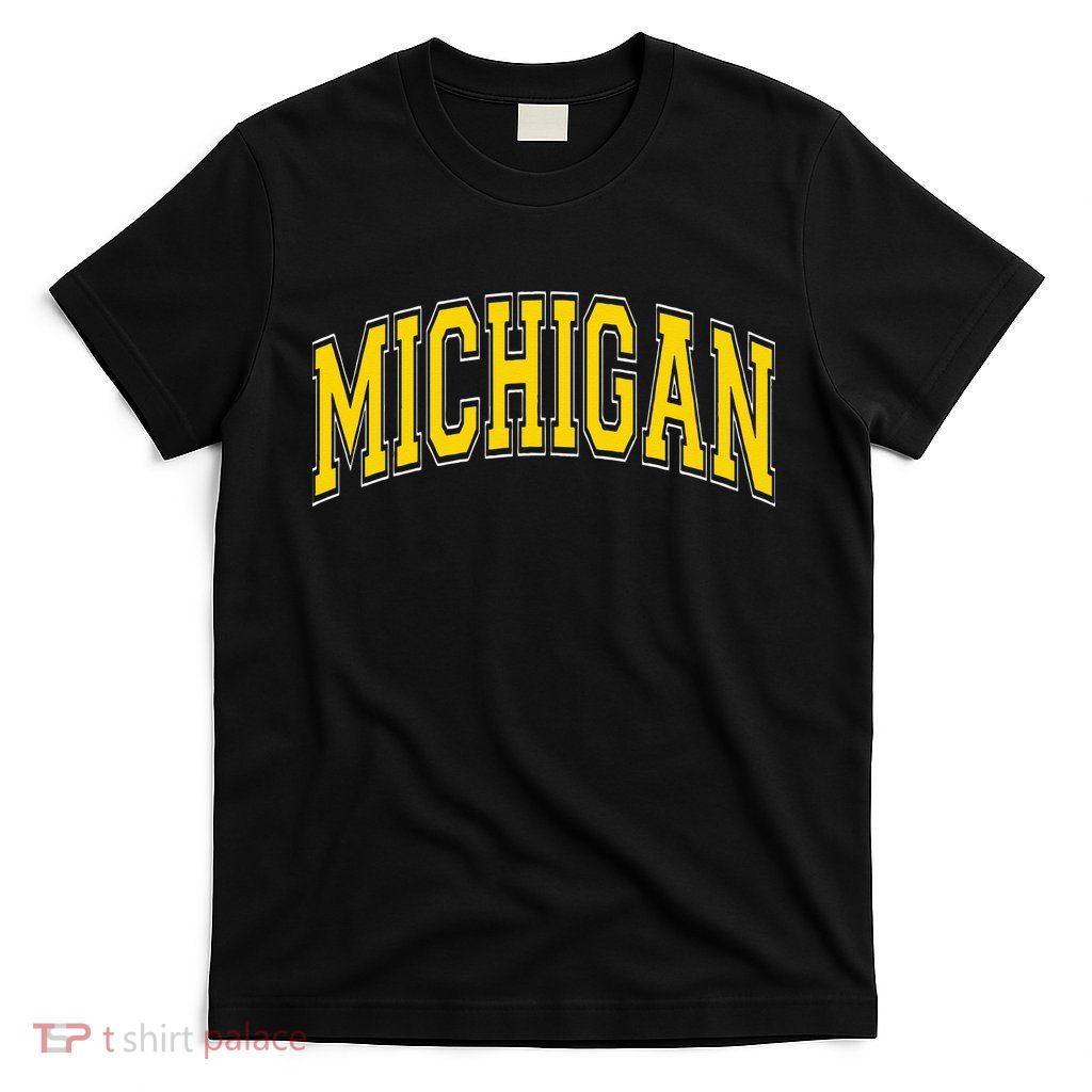 Michigan MI VintageStyle Maize Font T-Shirt