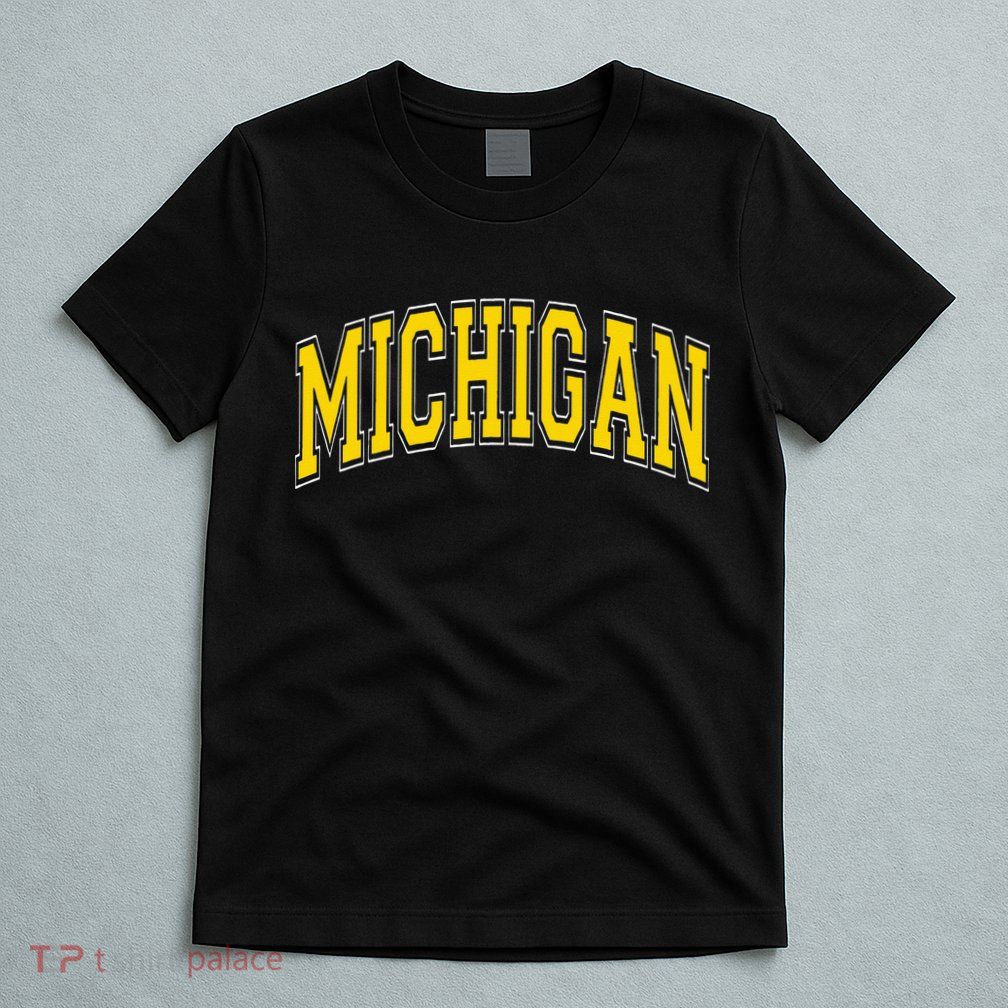 Michigan MI VintageStyle Maize Font T-Shirt