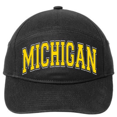 Michigan MI VintageStyle Maize Font 7-Panel Snapback Hat