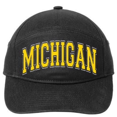 Michigan MI VintageStyle Maize Font 7-Panel Snapback Hat