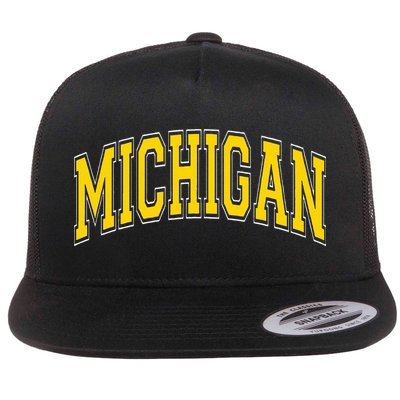 Michigan MI VintageStyle Maize Font Flatbill Hat