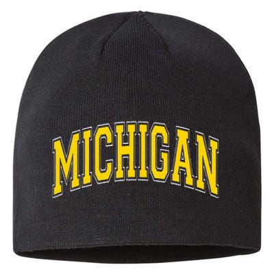 Michigan MI VintageStyle Maize Font Sustainable Beanie