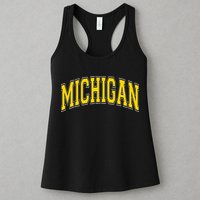 Michigan MI VintageStyle Maize Font Womens Tank Top