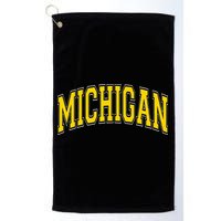 Michigan MI VintageStyle Maize Font Golf Towel