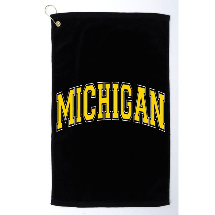 Michigan MI VintageStyle Maize Font Golf Towel