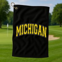 Michigan MI VintageStyle Maize Font Golf Towel