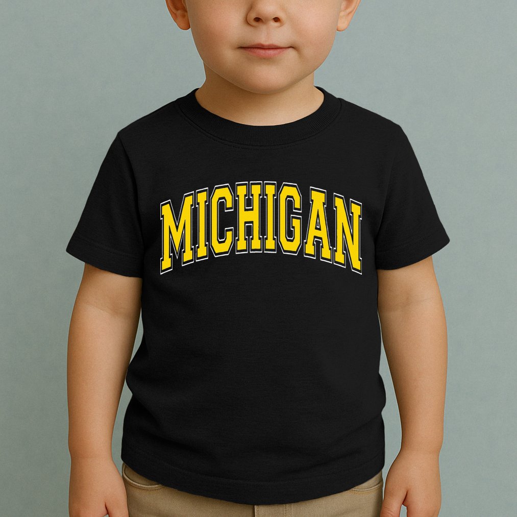 Michigan MI VintageStyle Maize Font Toddler T-Shirt