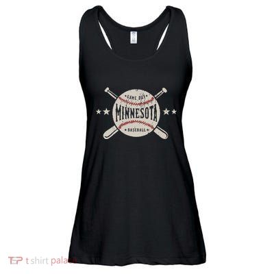 Minnesota Mn Vintage Baseball Ladies Essential Flowy Tank