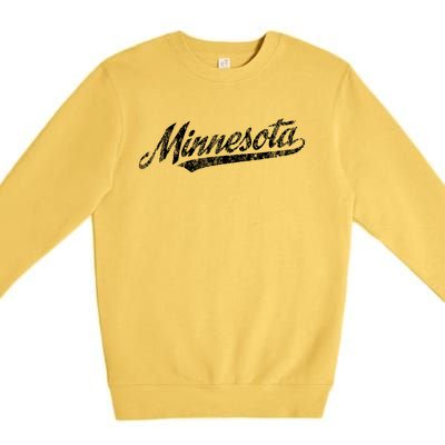 Minnesota Mn Vintage Sports Script Retro Premium Crewneck Sweatshirt