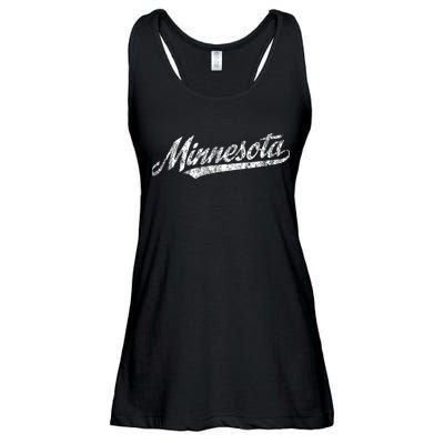 Minnesota Mn Vintage Sports Script Retro Ladies Essential Flowy Tank