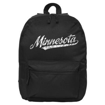 Minnesota Mn Vintage Sports Script Retro 16 in Basic Backpack