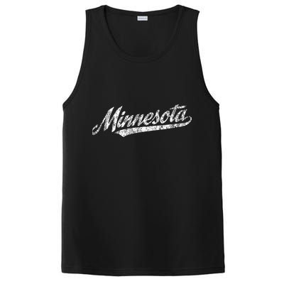 Minnesota Mn Vintage Sports Script Retro PosiCharge Competitor Tank