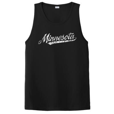 Minnesota Mn Vintage Sports Script Retro PosiCharge Competitor Tank