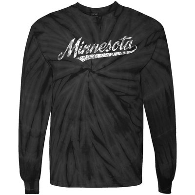 Minnesota Mn Vintage Sports Script Retro Tie-Dye Long Sleeve Shirt