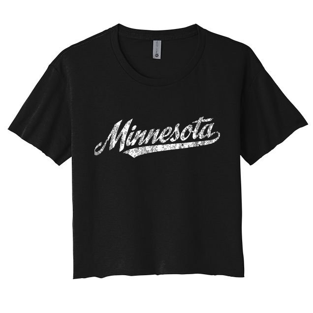 Minnesota Mn Vintage Sports Script Retro Crop Top