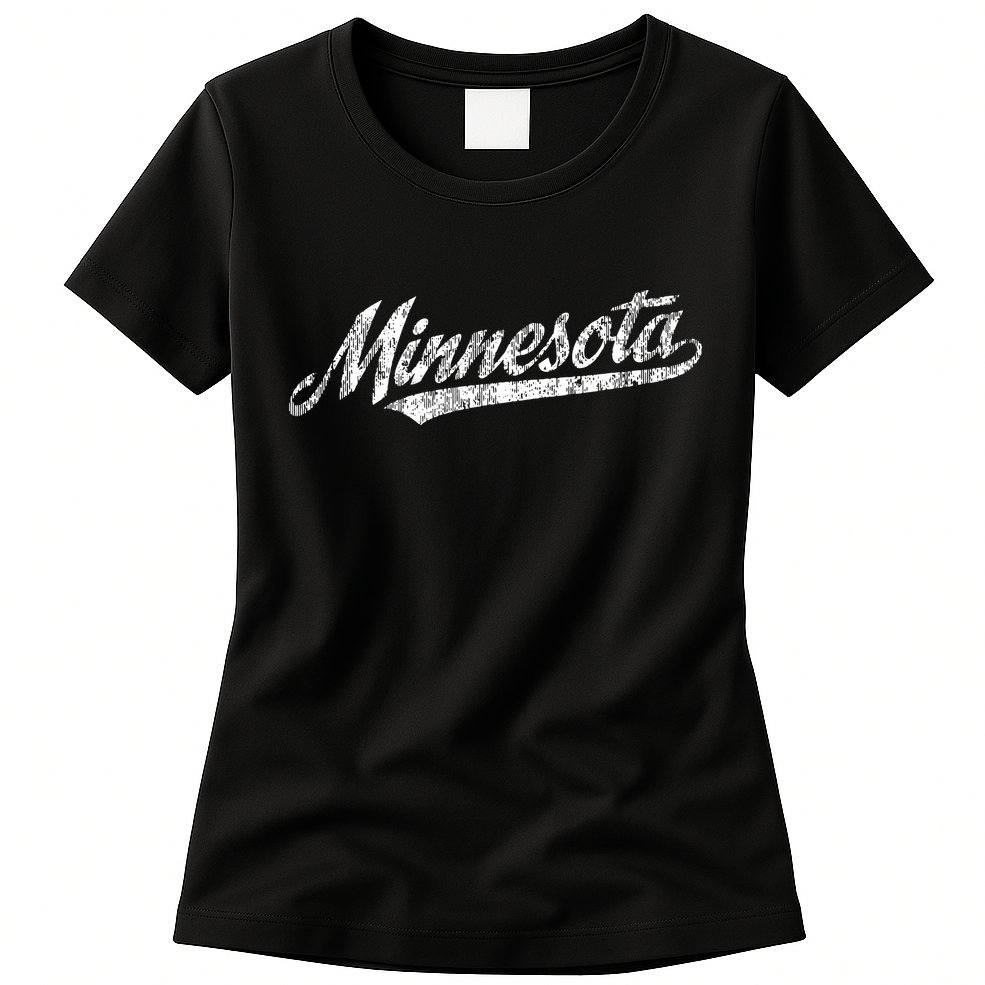 Minnesota Mn Vintage Sports Script Retro Womens T-Shirt