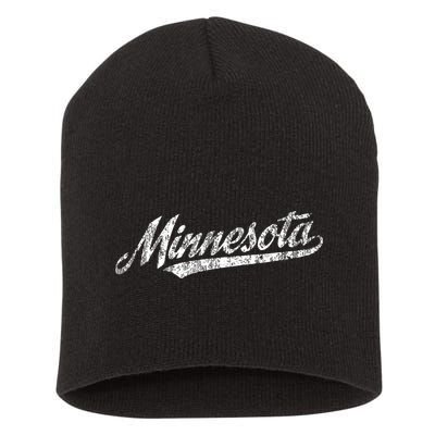 Minnesota Mn Vintage Sports Script Retro Short Acrylic Beanie