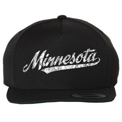 Minnesota Mn Vintage Sports Script Retro Wool Snapback Cap