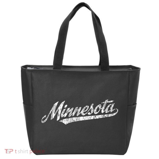 Minnesota Mn Vintage Sports Script Retro Zip Tote Bag
