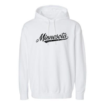 Minnesota Mn Vintage Sports Script Retro Garment-Dyed Fleece Hoodie