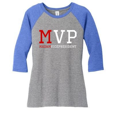 Mvp Madam Vice President Varsity Gift Women's Tri-Blend 3/4-Sleeve Raglan Shirt