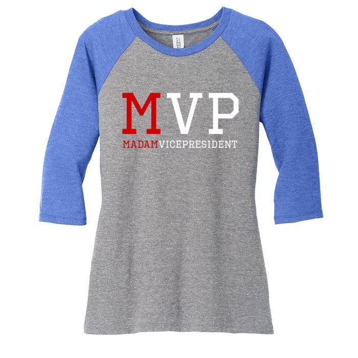 Mvp Madam Vice President Varsity Gift Women's Tri-Blend 3/4-Sleeve Raglan Shirt