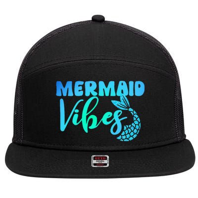 Mermaid Mermaid Vibes Tail Swimming Beach 7 Panel Mesh Trucker Snapback Hat