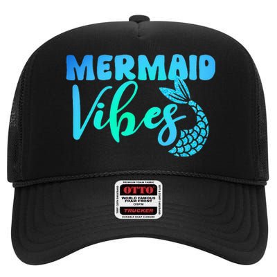 Mermaid Mermaid Vibes Tail Swimming Beach High Crown Mesh Back Trucker Hat