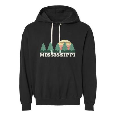 Mississippi Ms Vintage Graphic Retro 70s Design Garment-Dyed Fleece Hoodie