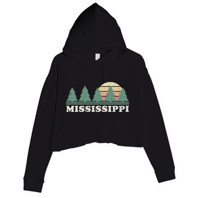 Mississippi Ms Vintage Graphic Retro 70s Design Crop Fleece Hoodie