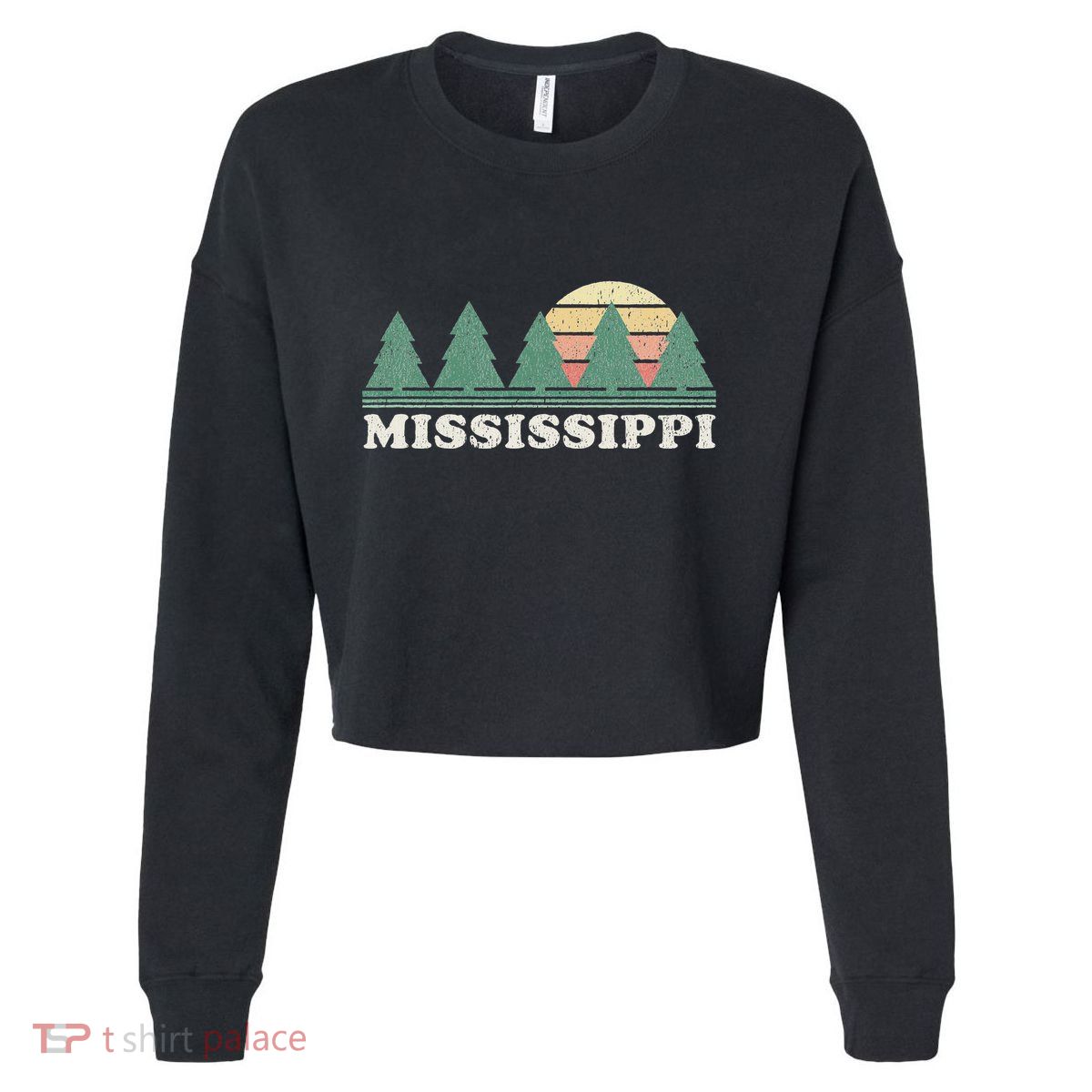 Mississippi Ms Vintage Graphic Retro 70s Design Cropped Pullover Crew