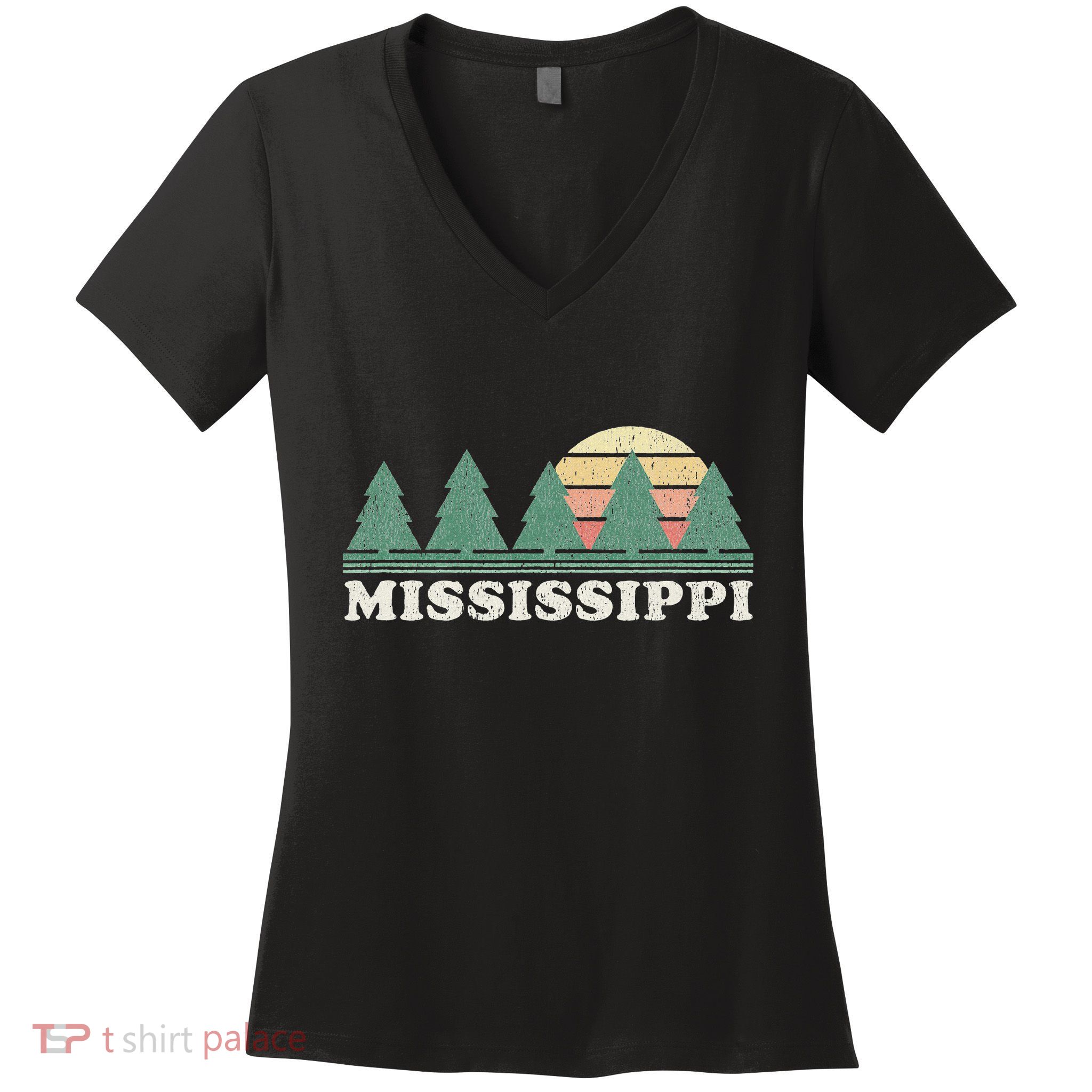 Mississippi Ms Vintage Graphic Retro 70s Design Women's V-Neck T-Shirt